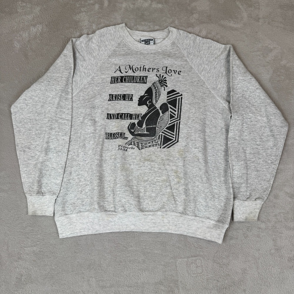 VTG 90s Lee‎ A Mothers Love Sweatshirt Mens Size 2X Gray Preowned Stain Pullover